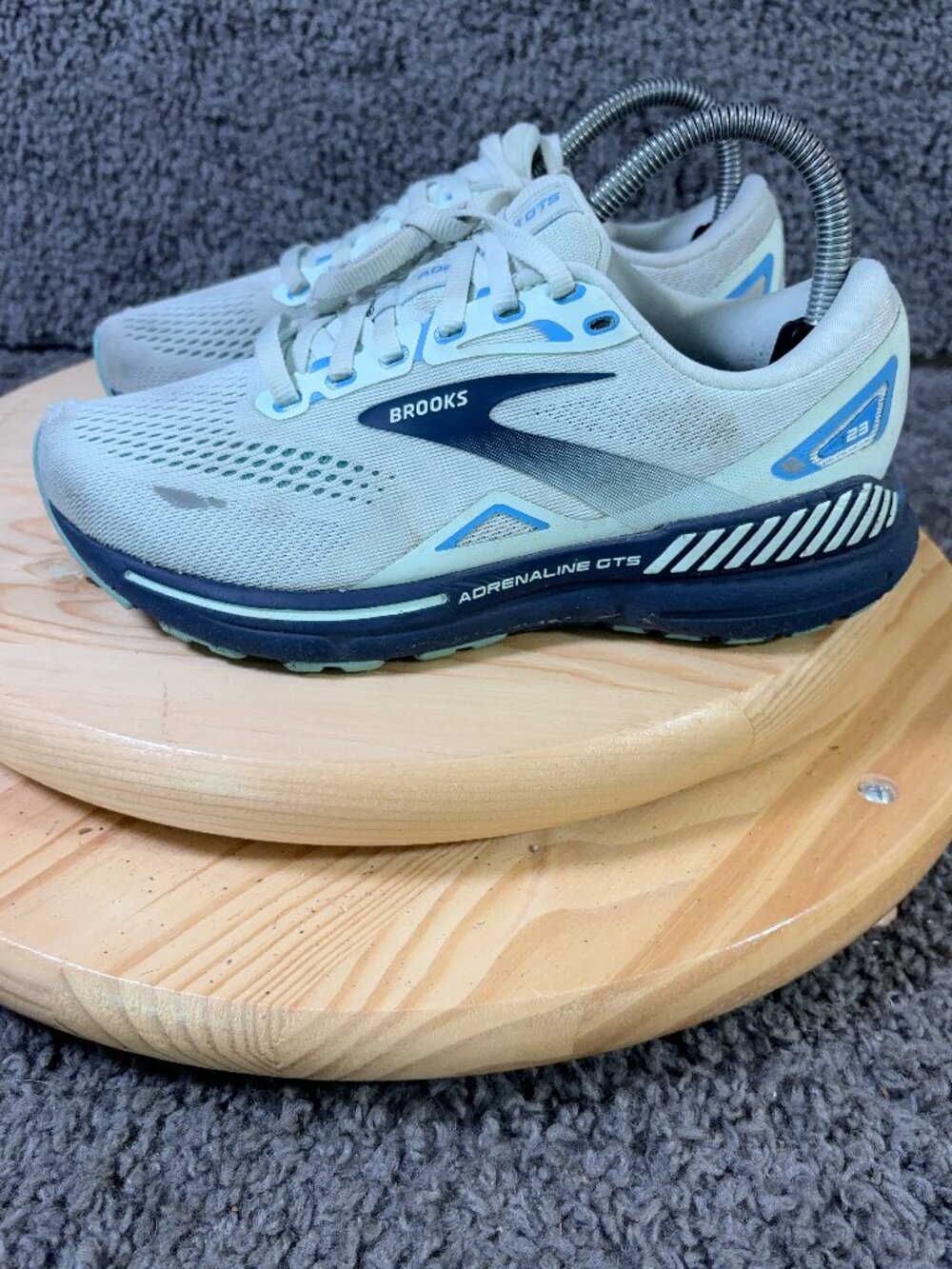 Brooks Adrenaline GTS 23 Running Shoe Women Size 6.5 Wide Blue Gym Training Shoe